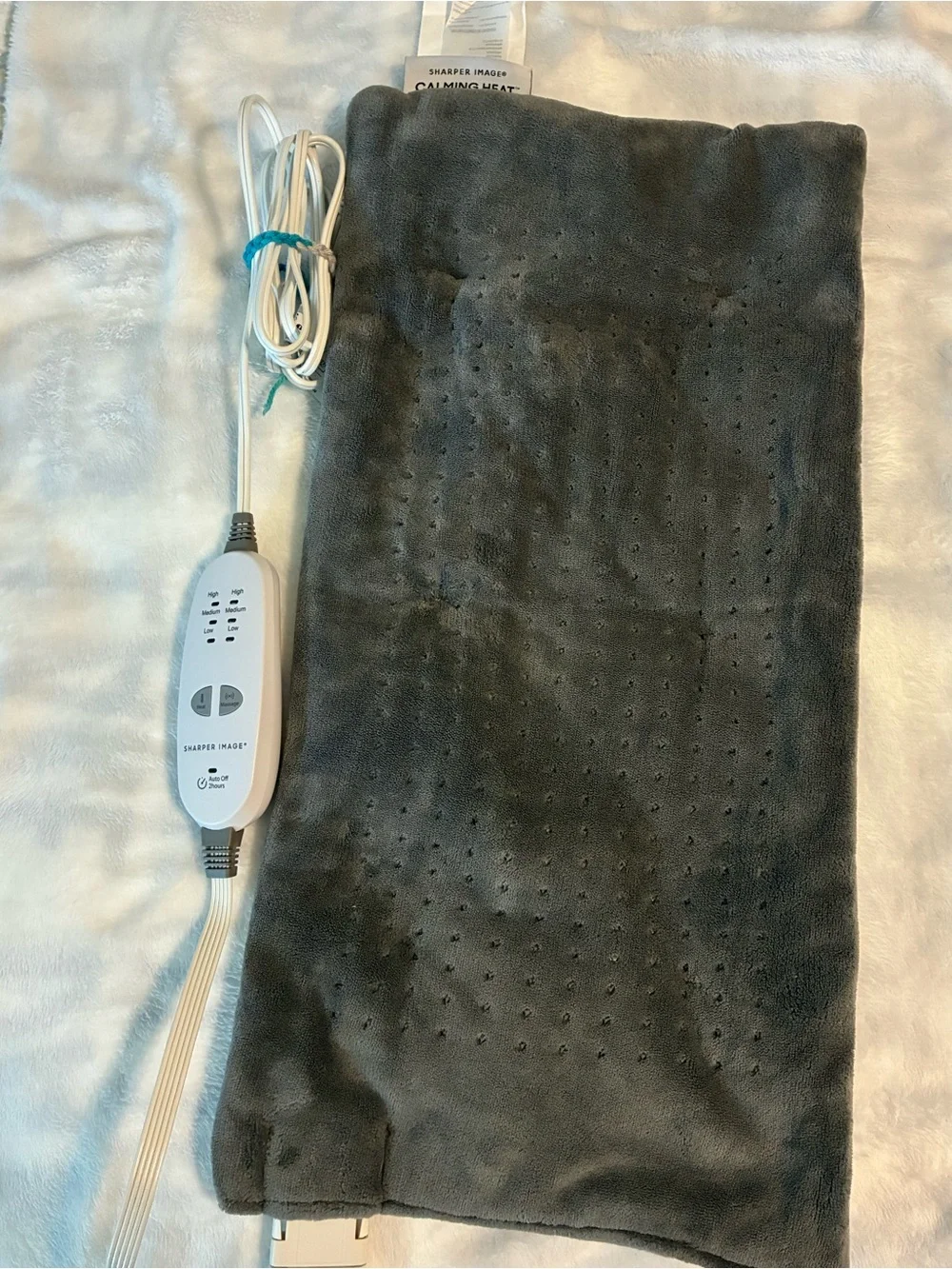 Sharper Image Calming Heat Pad w/Massage in Gray